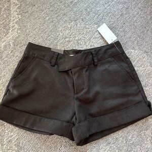 Brown tweed textured shorts